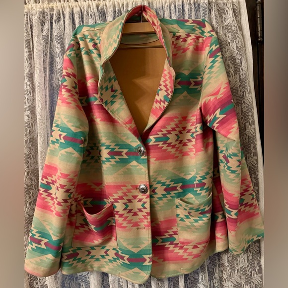 sterling kreek Jackets & Blazers - Sterling Kreek, 2XL Blazer, Used, Tan with Aztec Print